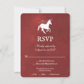 Red Unicorn Wedding RSVP Card Karte (Vorderseite)