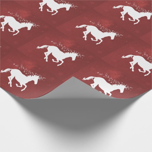 Red Unicorn Wedding Wrapping Paper Geschenkpapier (Ecke)