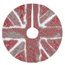 Red Union Jack Liquid Art, Wild Animal Gemustert Polyester Weihnachtsbaumdecke