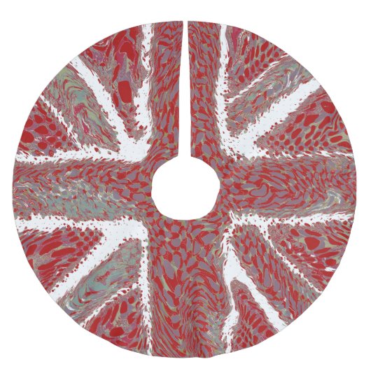 Red Union Jack Liquid Art, Wild Animal Gemustert Polyester Weihnachtsbaumdecke (Vorderseite)