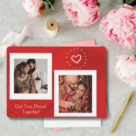 Red Unser erstes Diwali Together Foto Gruß Feiertagskarte