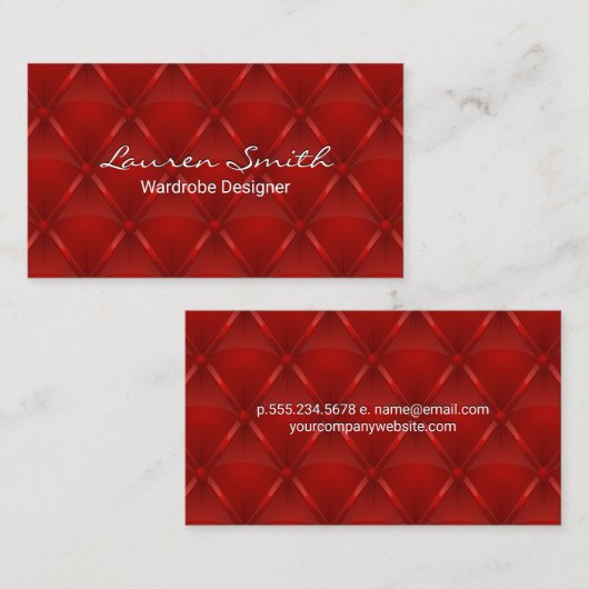 Red Upholstered Background Visitenkarte (Vorne/Hinten)