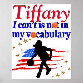 RED USA FLAG INSPIRATIONAL BASKETBALL POSTER