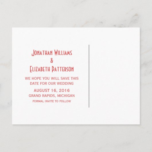 Red v2 Extravagant Ornamental Save the Date Postka Ankündigungspostkarte (Rückseite)