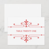 Red v2 Extravagant Ornamental Tischnummer Postkart (Vorne/Hinten)