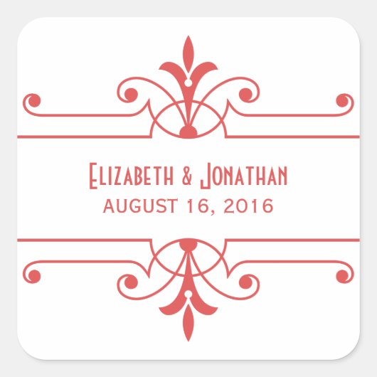Red v2 Extravagant Ornamental Wedding Stickers (Vorderseite)