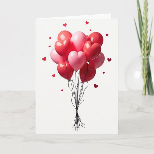 Red Valentine Balloons Card Karte (Vorderseite)