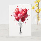 Red Valentine Balloons Card Karte (Gelbe Blume)