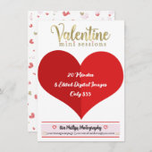 Red Valentine Gold Mini Sessions Fotografie Einladung (Vorne/Hinten)