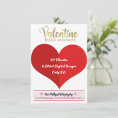 Red Valentine Gold Mini Sessions Fotografie Einladung (Stehend Vorderseite)