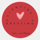 Red Valentine Greetings Sticker (Vorderseite)