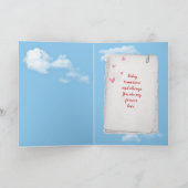 Red Valentine Heart Ballon in Wolken Karte (Innenseite)