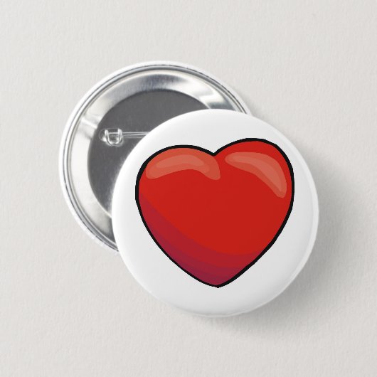Red Valentine Heart Button (Vorne & Hinten)