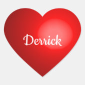 Red Valentine Heart with Name Herz-Aufkleber (Vorderseite)