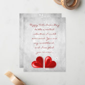 Red Valentine Hearts Flat Note Card Mitteilungskarte (Vorderseite/Rückseite Beispiel)