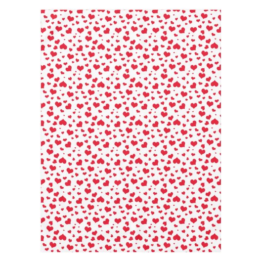 Red Valentine Hearts in Random Scattered Pattern Tischdecke (Vorderseite)