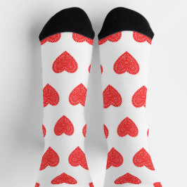 Red Valentine Hearts Muster Socken