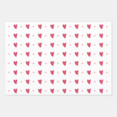 Red Valentine Hearts on White Geschenkpapier Set (Vorderseite)