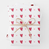 Red Valentine Hearts on White Geschenkpapier Set (Beispiel)
