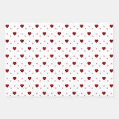 Red Valentine Hearts on White Geschenkpapier Set (Vorderseite 3)