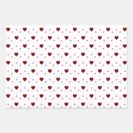 Red Valentine Hearts on White Geschenkpapier Set (Vorderseite 3)