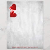 Red Valentine Hearts Personalisiertes Blatt (Vorderseite)