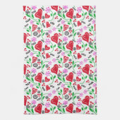 Red Valentine Hearts Pink Blume Küchen Handtücher (Vertikal)