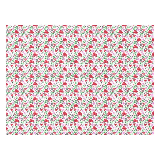 Red Valentine Hearts Pink Blume Tablette Tischdecke (Vorderseite (Horizontal))