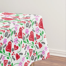Red Valentine Hearts Pink Blume Tablette Tischdecke