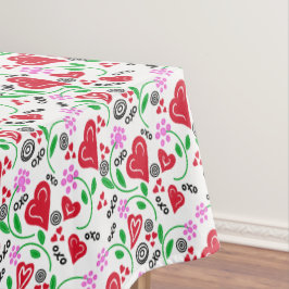 Red Valentine Hearts Pink Blume Tablette Tischdecke