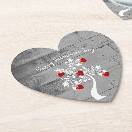Red Valentine Hearts Tree Paper Untersetzer (angewinkelt)
