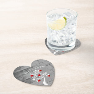 Red Valentine Hearts Tree Paper Untersetzer
