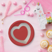 Red Valentine mit Mitte weißem 3D-Herz Pappteller (Party)