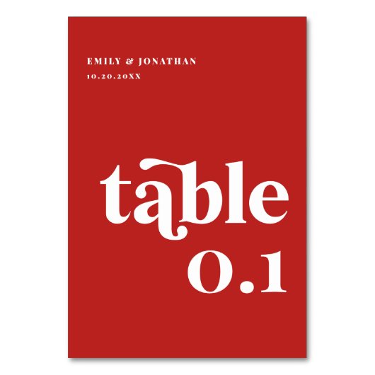 Red Valentine Wedding Tischnummer (Rückseite)