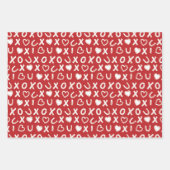 Red Valentine XOXO Packpapier Geschenkpapier Set (Vorderseite)