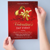 Red Valentine's Day Event Heart Box & Rose Petals Flyer (Hand)