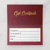 Red Valentine's Day Gold Herz Band Geschenkkarte Platzkarte (Innenseite Aufgefaltet)