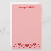 Red Valentine's Day Hearts & Custom Text Briefpapier (Vorne/Hinten)