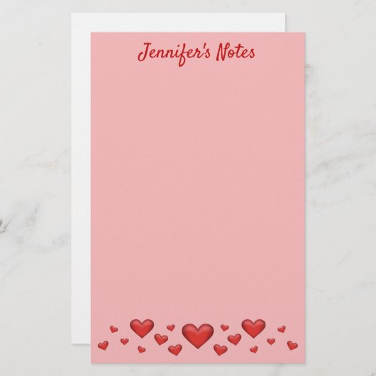 Red Valentine's Day Hearts & Custom Text Briefpapier (Vorne/Hinten)