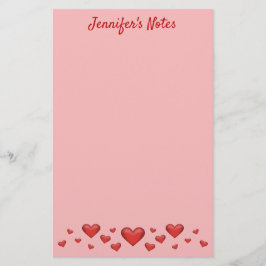 Red Valentine's Day Hearts & Custom Text Briefpapier