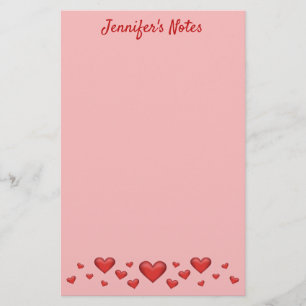 Red Valentine's Day Hearts & Custom Text Briefpapier