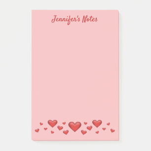 Red Valentine's Day Hearts & Custom Text Post-it Klebezettel