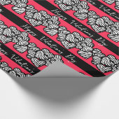 Red Valentine's Day Zebra Herzmuster fügen Name Geschenkpapier (Ecke)