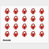 Red Valentines Doodle Heart Lock Zeichnend Herzkun Runder Aufkleber (Blatt)