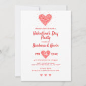 Red Valentines Heart Party Einladung (Vorderseite)