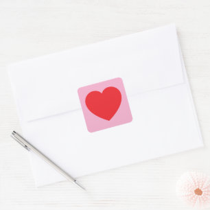 Red Valentines Heart Quadratischer Aufkleber