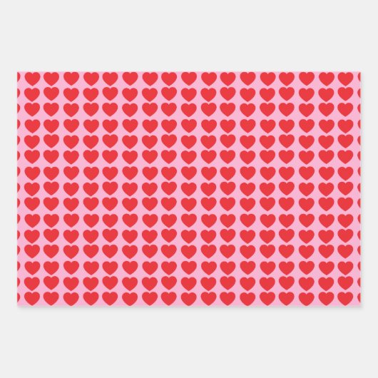 Red Valentines Hearts Geschenkpapier Set (Vorderseite 3)