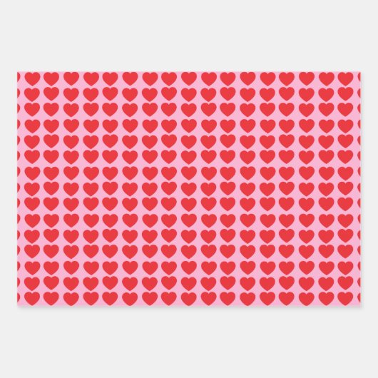 Red Valentines Hearts Geschenkpapier Set (Vorderseite)