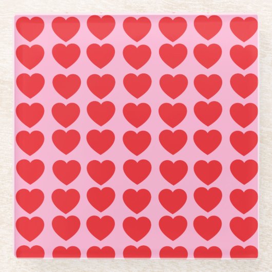 Red Valentines Hearts Glasuntersetzer (Vorderseite)
