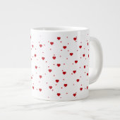 Red Valentines Hearts Muster Jumbo-Tasse (Vorderseite Rechts)